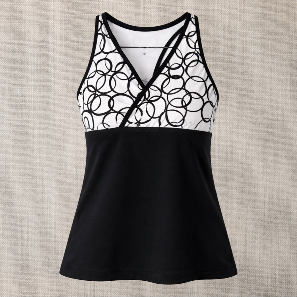 Lululemon V-Neck Tank Top With Built In Bra - Black/White